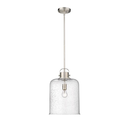 Z-Lite Kinsley 1 Light Pendant, Brushed Nickel And Clear Seeded 340P12-BN
